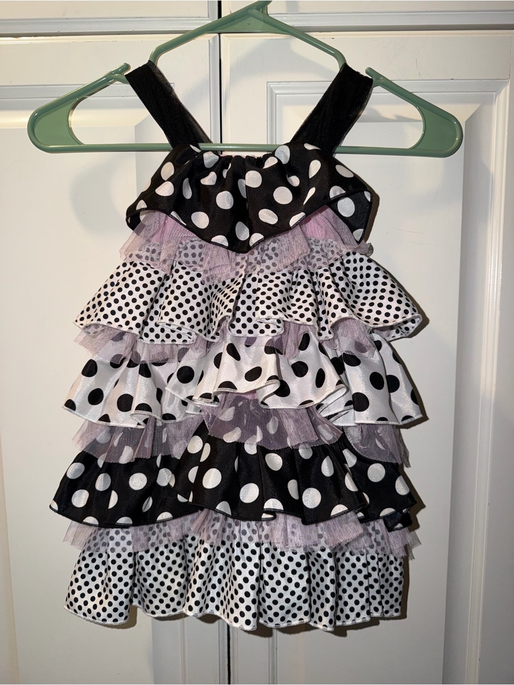 Mud Pie Black and White Polka Dot With Pink Ruffles Dress Size 3T